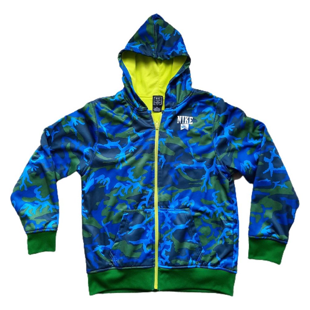 Nike Hoodie Sweater Zipper Camo Hoodie Size XL 13-15 Years Long Sleeves EUC